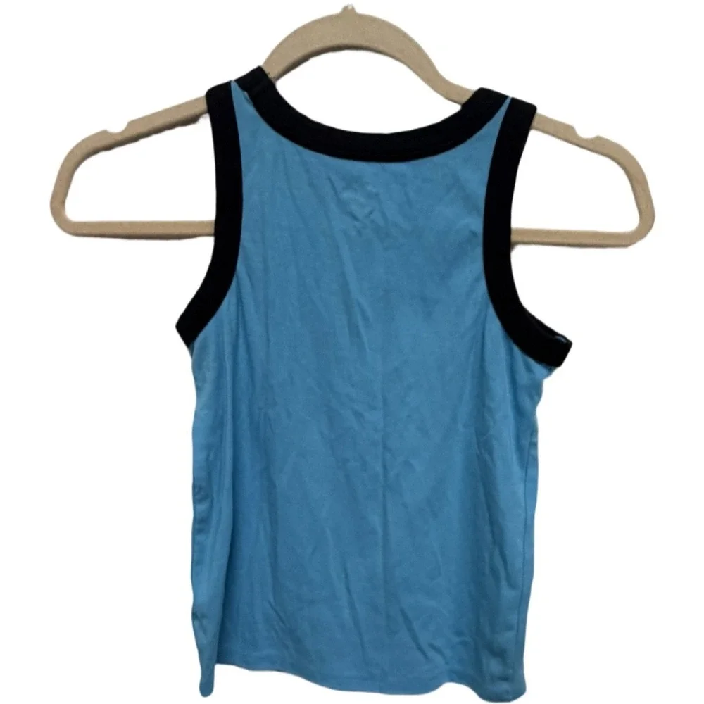 Justice Girls Blue Graphic Tank Top Size Small (7/8) Palm Tree Summer Sleeveless